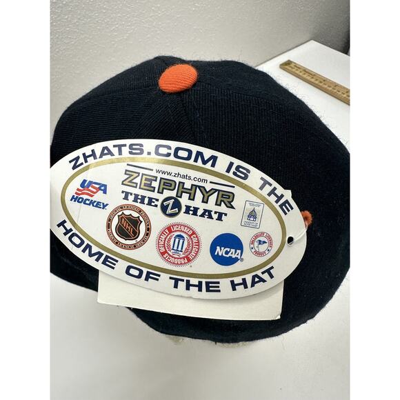 Zephyr NHL Fitted Hat Philadelphia Flyers Hockey Size 7 1/2 Black Orange NWTs - Picture 8 of 13